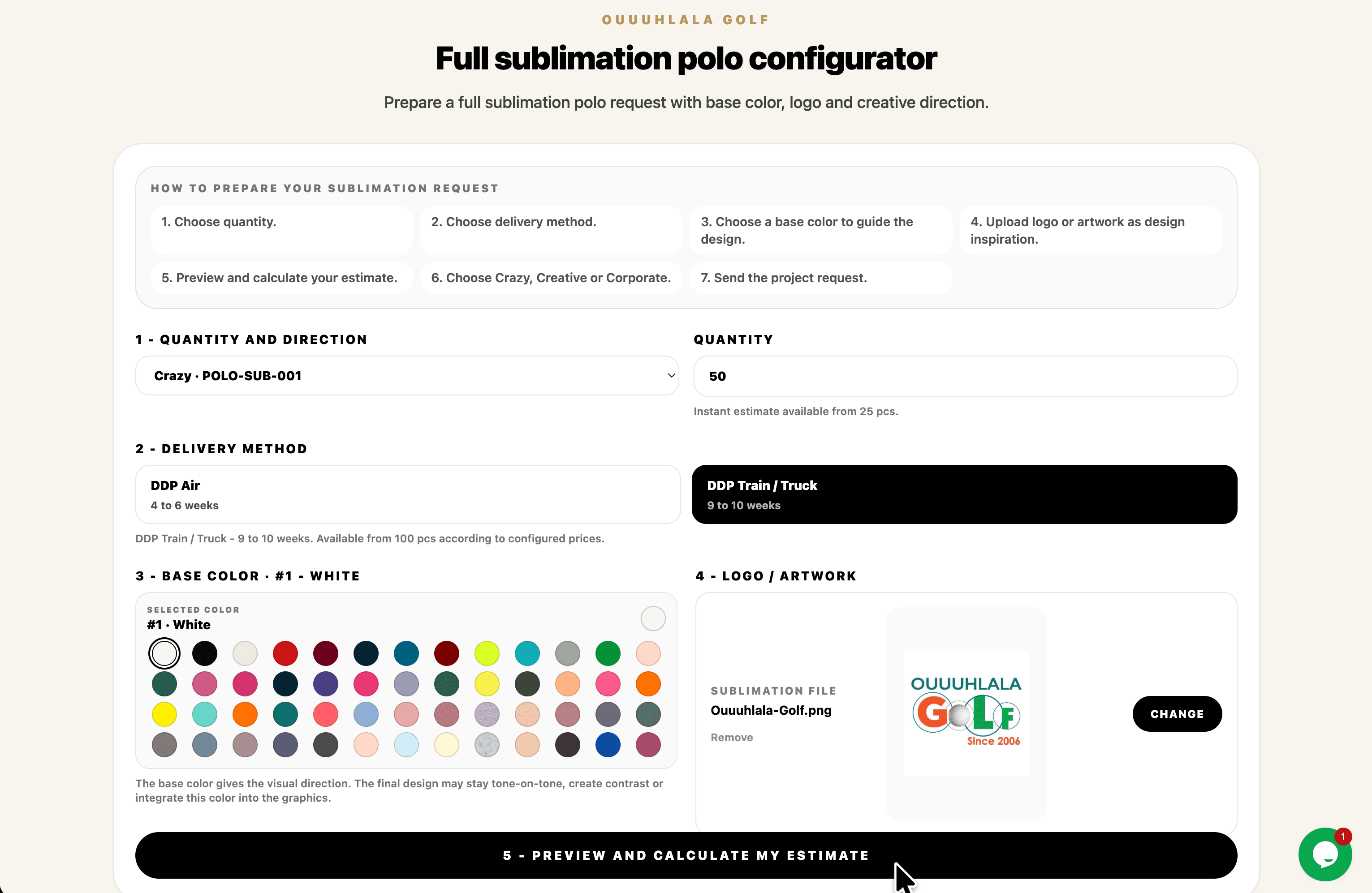 Configurateur de polo Ouuuhlala Golf
